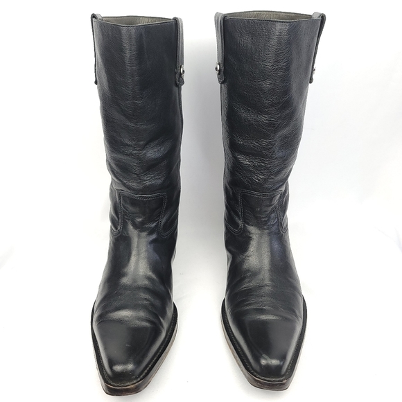 Cole Haan Lenox Leather Steel Toe Square Pull-On Tall Riding Boots US9-9.5 Black - Picture 2 of 12